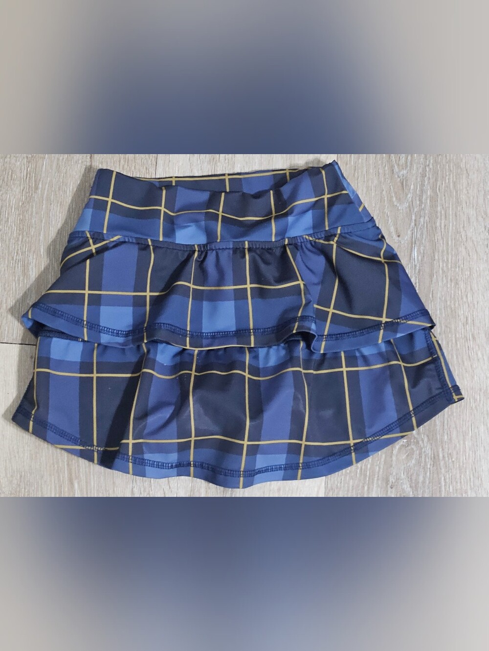 The Bubble Skirt Short Girls M Blue Plaid Ruffle